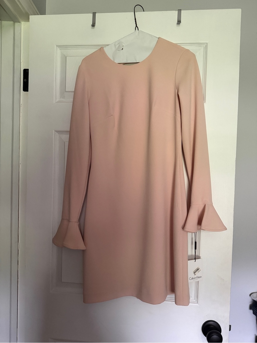 Calvin Klein Blush Pink Long-Sleeve Shift Dress